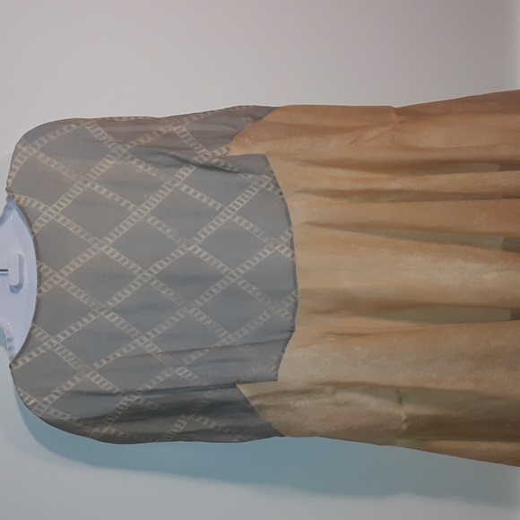 Gary graham raime tan/grey sleeveless oversized dress 8 - Picture 6 of 7